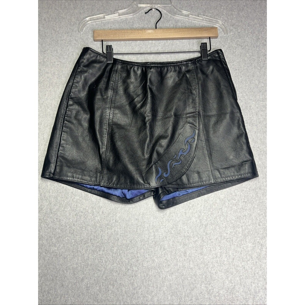 Harley-Davidson Black Leather Skort with Blue Accent